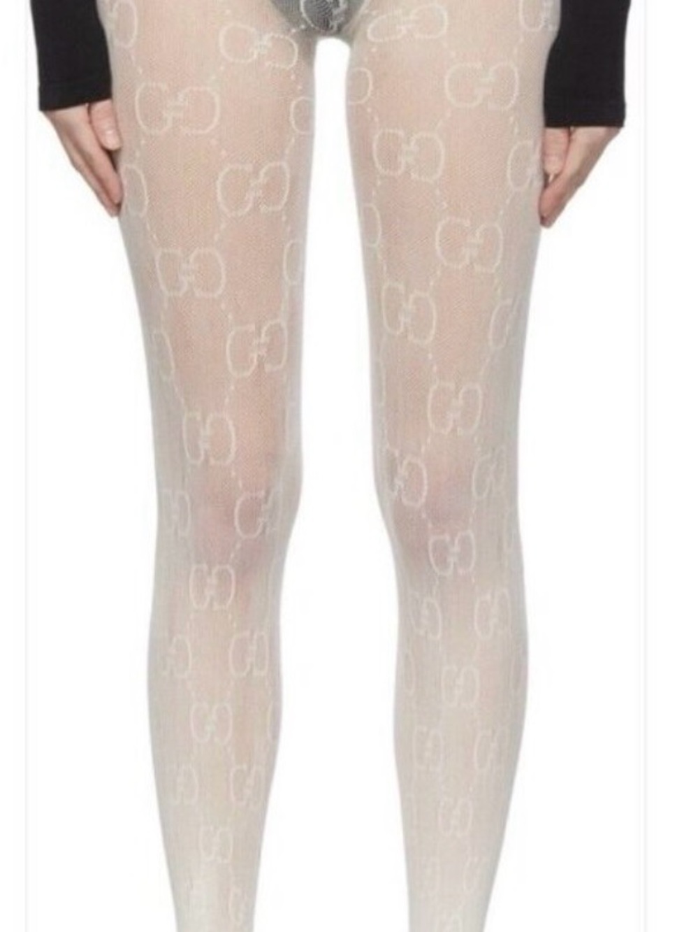 Gucci Sheer White GG Logo Tights